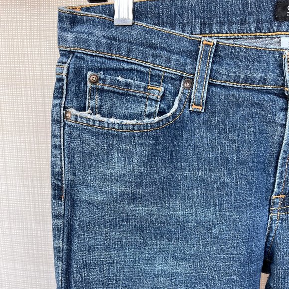 VINTAGE Y2k Denim Flared Denim Jeans Size 10 Distressed Mossimo Stretch … - Picture 9 of 17